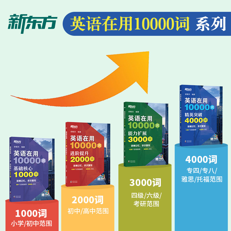 【新东方官方旗舰店】英语在用10000词 从小学到四六级考研雅思托福 基础核心1000词 进阶提升2000词 能力拓展3000词 精英突破4000