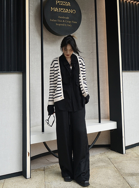 MQ/MACQNF22055新款高品质小众时尚个性宽松显瘦松紧腰阔腿裤女