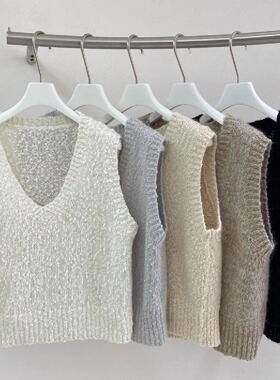 MQ｜MACQNF89625简约V领套头针织衫无袖马甲叠穿短款马夹女