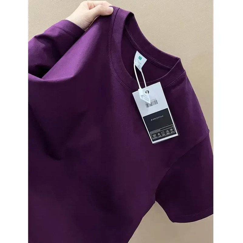 重磅黑色正肩t恤男款夏季纯棉cleanfit美式短袖内搭半袖体恤上衣