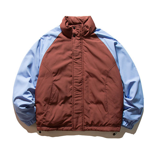 「设计师品牌」 2025日系复古立领拼色羽绒服宽松休闲羽绒外套-