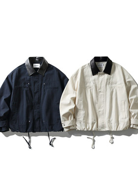 「设计师品牌」巴恩风皮领铆钉工装夹克