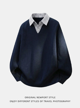 「设计师品牌」卫衣春款复古学院风POLO套头衫短宽上衣外套