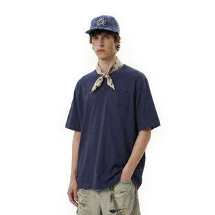 「设计师品牌」竹节棉口袋刺绣短袖T恤春夏季新款肌理感原创上衣