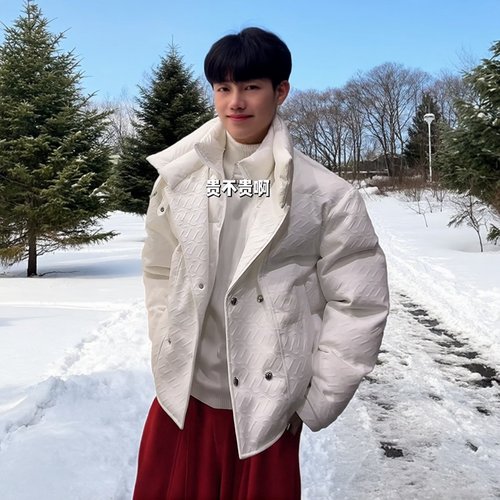 「设计师品牌」冬季时尚美式假两件宽松棉服保暖棉衣男