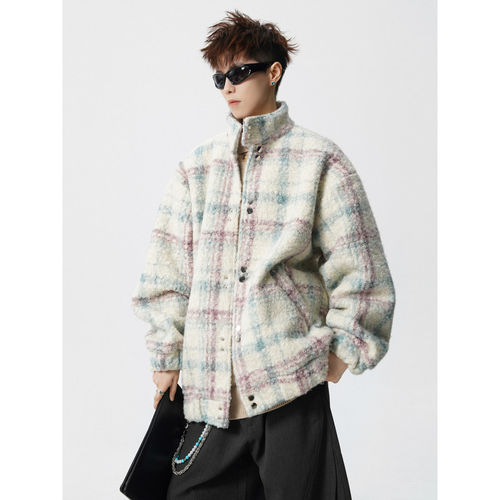 「设计师品牌」复古小香风夹棉毛圈格子呢外套一件过冬 阔版棉衣