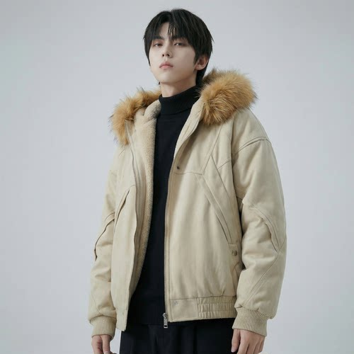 「设计师品牌」冬季座山雕加绒加厚外套重磅帆布水洗棉服夹克