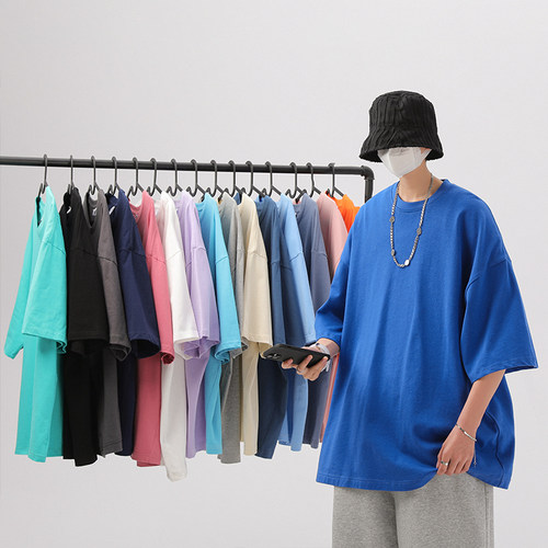 「设计师品牌」八仙过海 夏季日系复古打底纯色T恤男女宽松百搭