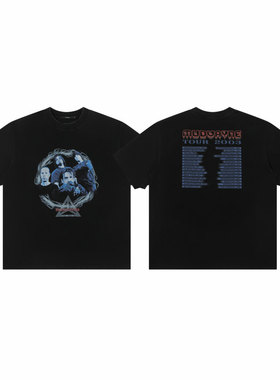 「设计师品牌」数码白墨直喷前后印花重工水洗T恤