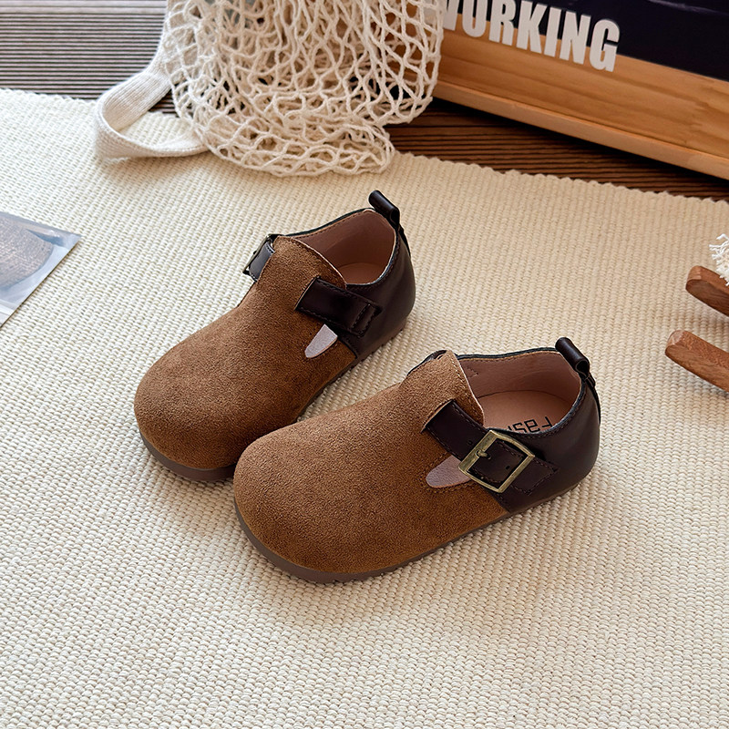 2026春季女童玛丽珍鞋勃肯鞋百搭两穿软底防滑魔术贴平底毛毛鞋