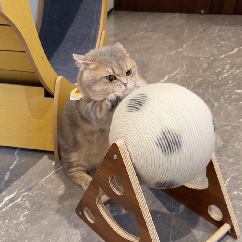 旋转猫抓球滚轮带手摇发
