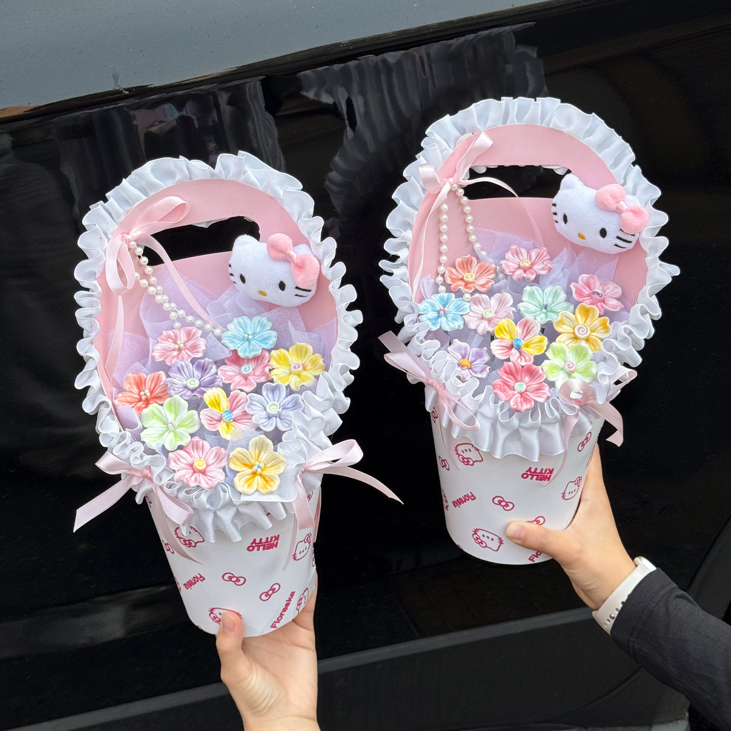 kt猫卡通仿真花陶瓷花束生日礼物少女心生日礼物送女朋友闺蜜惊喜