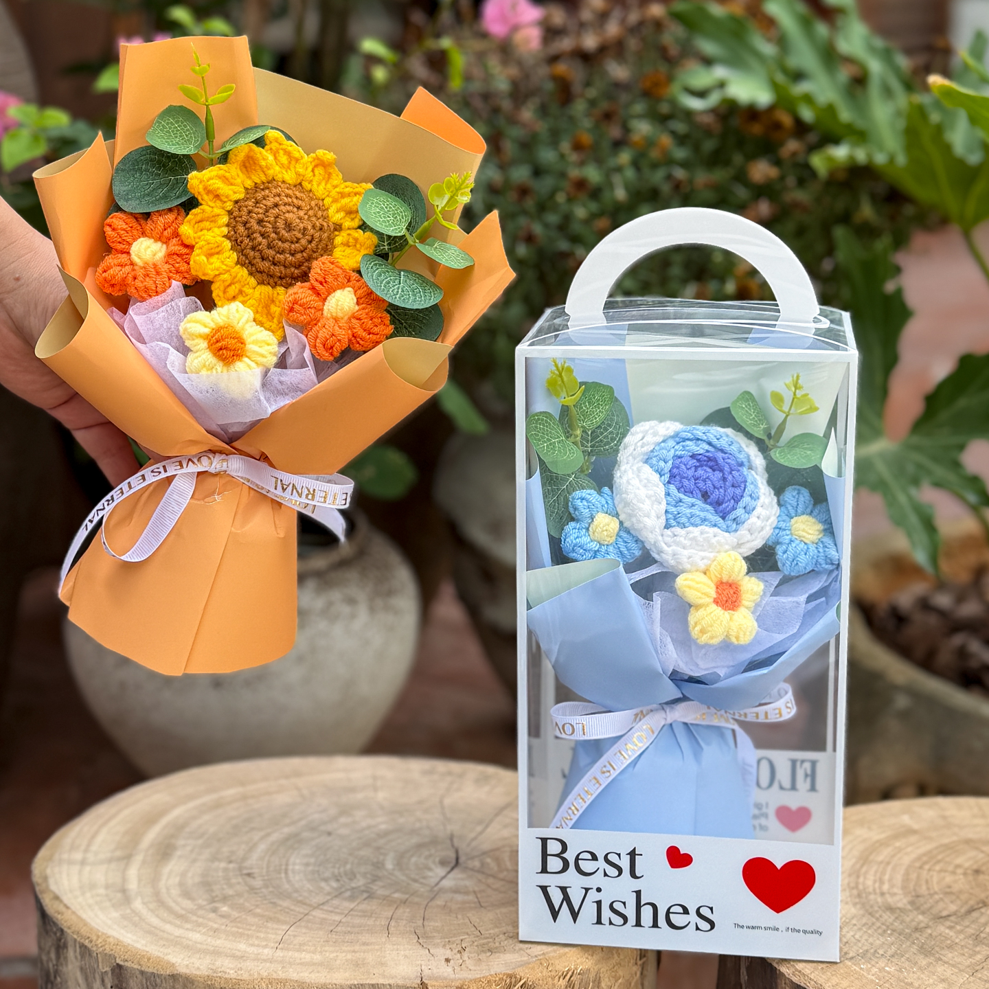 创意手工编织毛线仿真玫瑰花束送女友闺蜜生日礼物浪漫情人节礼物