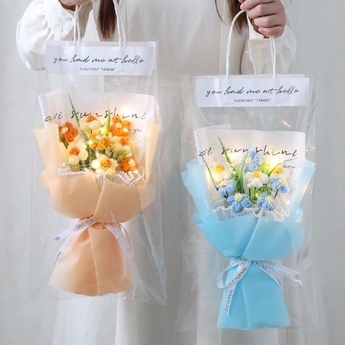仿真花针织泡芙花束公司礼品
