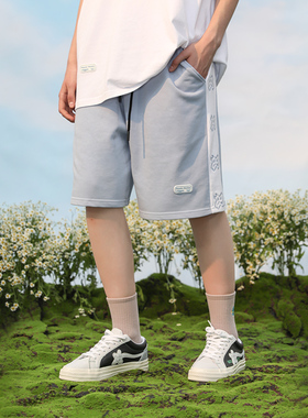 PCMY叉叉人串标短裤男女情侣宽松休闲直筒运动沙滩裤五分裤中裤夏