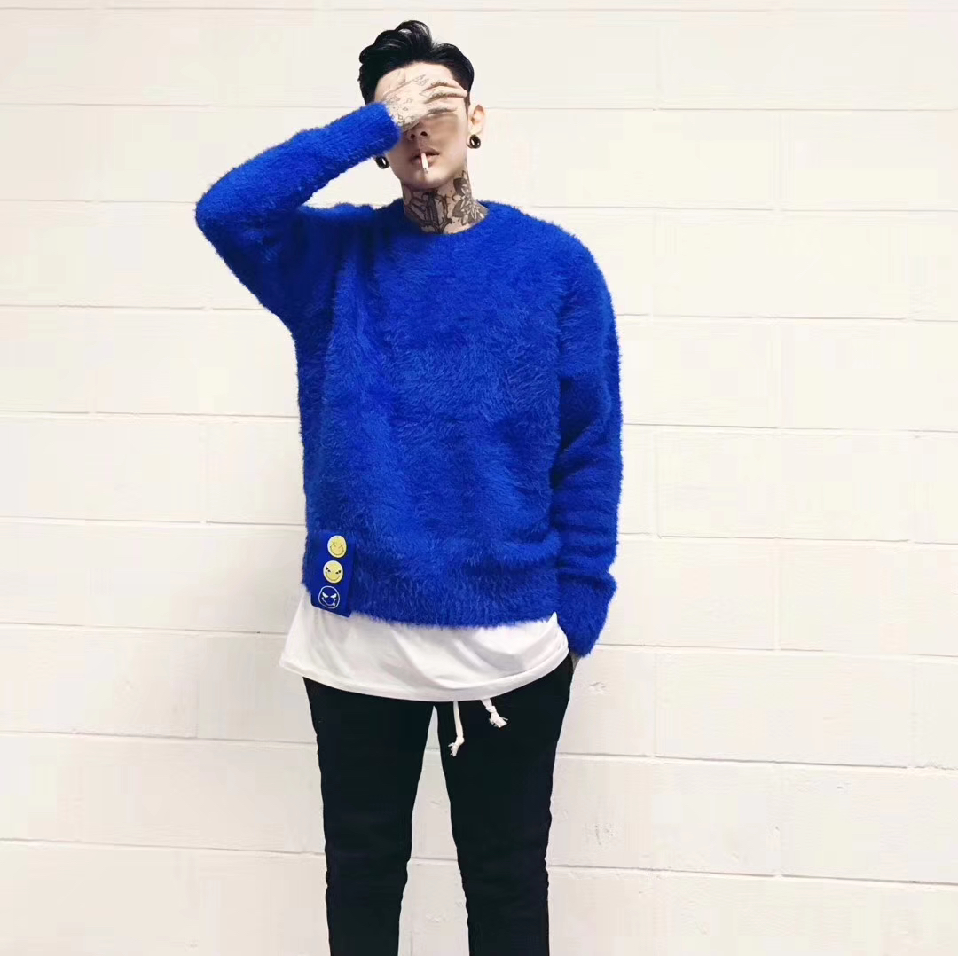 貂绒怪魅笑脸毛衣情侣保暖长袖男