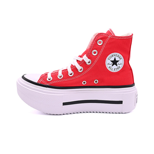 Converse匡威新款男女红色高帮厚底运动休闲鞋增高帆布鞋A15542C