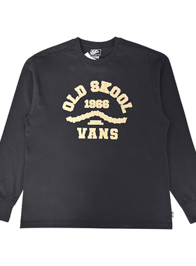 VANS范斯新款男子运动休闲长袖潮流百搭字母宽松T恤VN00105FBLK