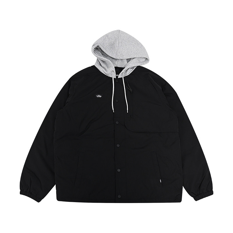 VANS范斯秋冬新款拼色连帽运动休闲外套男款羽绒夹克VN000KCUBLK