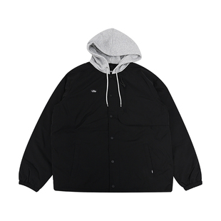 VANS范斯秋冬新款 羽绒夹克VN000KCUBLK 拼色连帽运动休闲外套男款