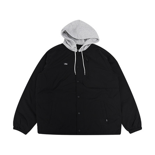 VANS范斯秋冬新款拼色连帽运动休闲外套男款羽绒夹克VN000KCUBLK