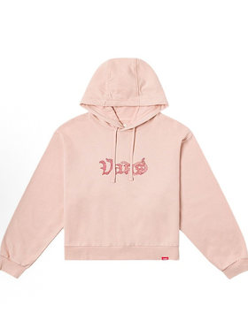 VANS范斯蛇年生肖女子粉色短款休闲套头潮流连帽卫衣VN000QH6O3N
