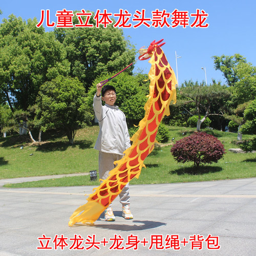 甩龙舞龙彩带健身广场耍龙带中老年舞龙初学儿童舞龙立体龙舞龙