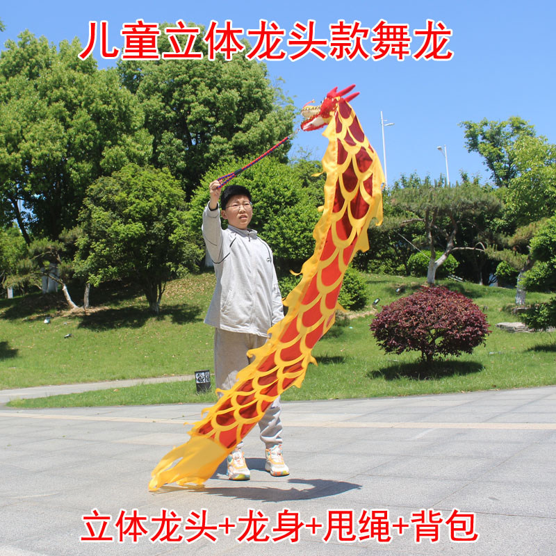 甩龙舞龙彩带健身广场耍龙带中老年舞龙初学儿童舞龙立体龙舞龙