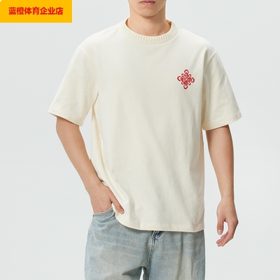 阿迪达斯三叶草新年款短袖男装女装背后印花T恤宽松运动服KT0713