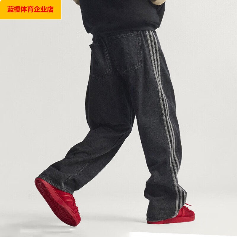 阿迪达斯三叶草男装2026春季新款宽松直筒牛仔裤休闲运动裤KD1497图片