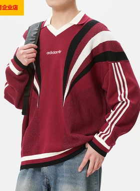 阿迪达斯三叶草男装2026春季新款运动服毛衣套头衫KW2019