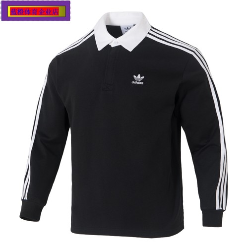 三叶草翻领长袖T恤男装新