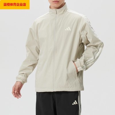 阿迪达斯男装梭织立领夹克外套26春季新款跑步运动服KR2518