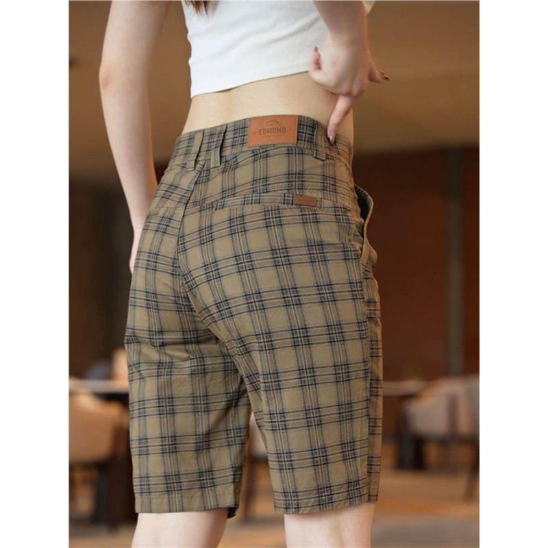 2025新款格子五分休闲短裤男修身直筒纯棉透气夏季薄款外穿中裤子,男装,休闲裤,淘宝优惠券,粉丝福利购,淘宝优惠卷