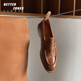 乐福鞋 Better 复古手工擦色一脚蹬懒人单鞋 水洗胎牛皮 女 重磅