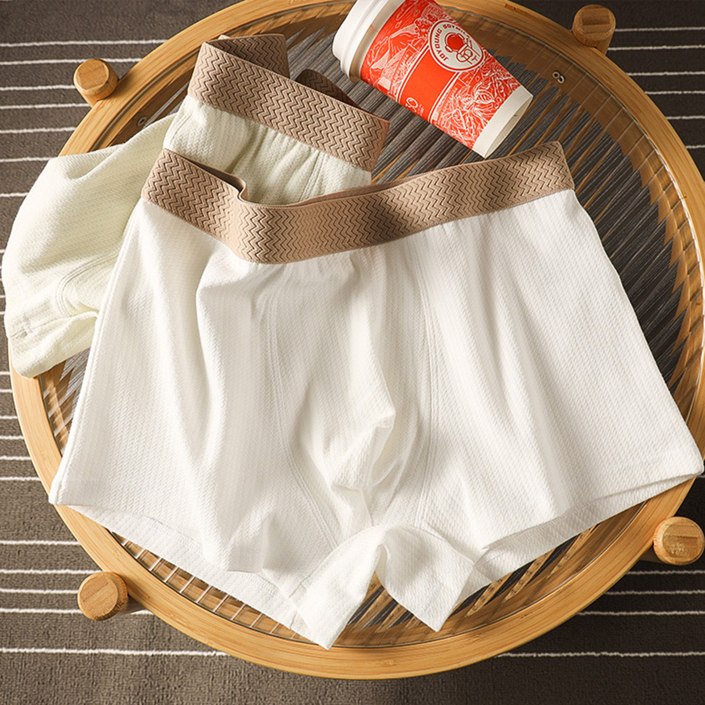 内裤男士纯棉透气平角裤青年男生纯色简约高档四角短裤头运动裤衩