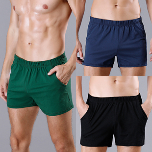阿罗裤男士宽松大码四角裤纯棉质透气简约平角裤男生运动内裤睡裤