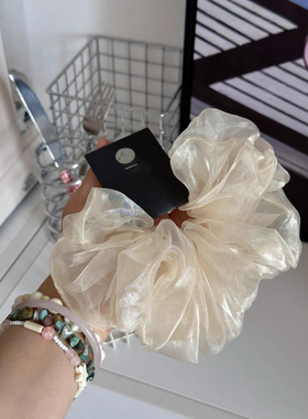 薄纱光感middot超仙雾纱蓝色网纱大肠发圈韩国ins简约欧根纱发