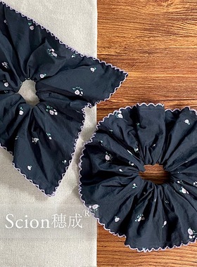 日韩ins高品质紫色小碎花方巾发圈森系文艺高级小众花边大号肠圈