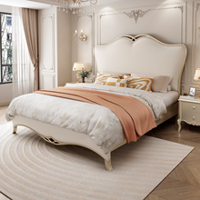 美式轻奢实木床现代简约真皮床法式主卧双人床欧式1.8米储物床