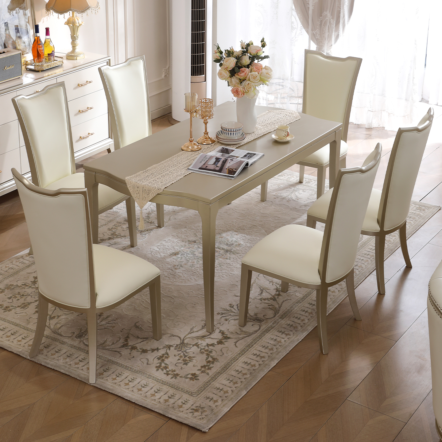 【全实木餐桌】美式轻奢方桌