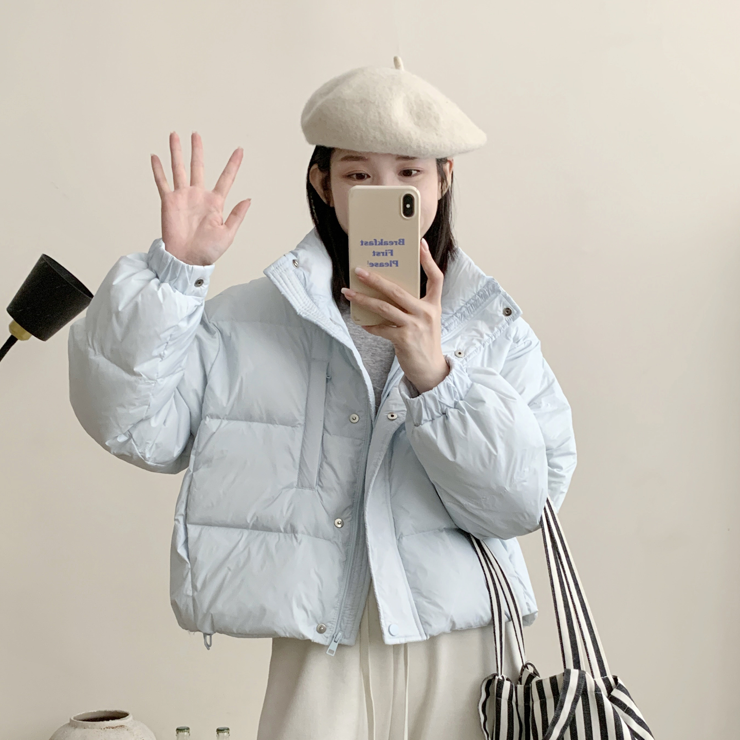 浛颖家韩系立领设计感短款羽绒服2025年新款小个子时尚休闲面包服