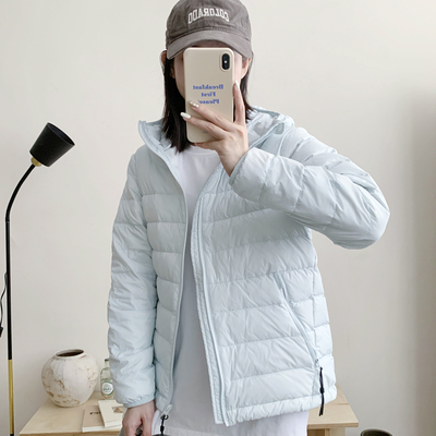 排骨轻薄羽绒服90白鸭绒连帽短款