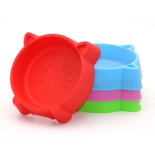 宠物碗狗狗卡通碗猫脸形环保型塑料防滑垫猫碗宠物用品工厂