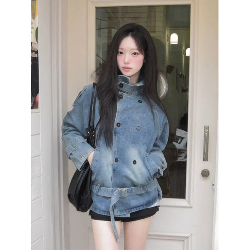 良良家复古水洗工装牛仔外套女