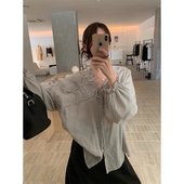 衬衫 气质百搭镂空雕花蕾丝拼接设计宽松长袖 女 新款 韩国chic秋季