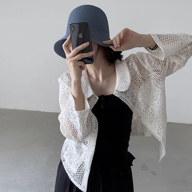 复古气质镂空提花长袖衬衫外套