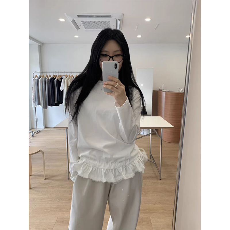 良良家拼接蕾丝花边打底衫女