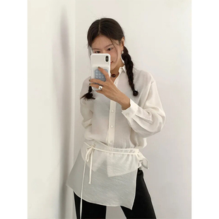 小众设计感两件套屁帘衬衫女早秋新款法式气质宽松薄款纯色上衣