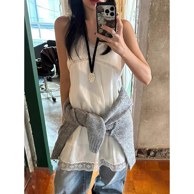 拼接蕾丝花边内搭吊带连衣裙女